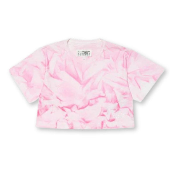 Girls Pink Spray Effect Cropped T-shirt