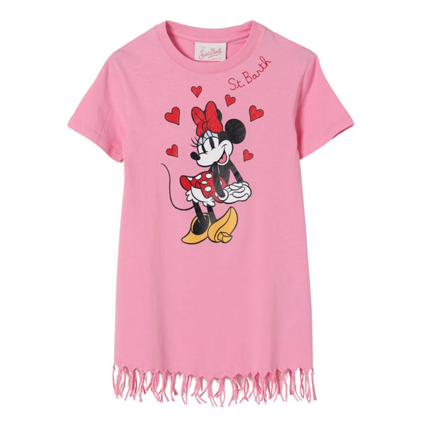 Girls Pink Minnie Mouse Print Dress
