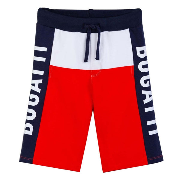 Boys Color Block Logo Bermudas In Red