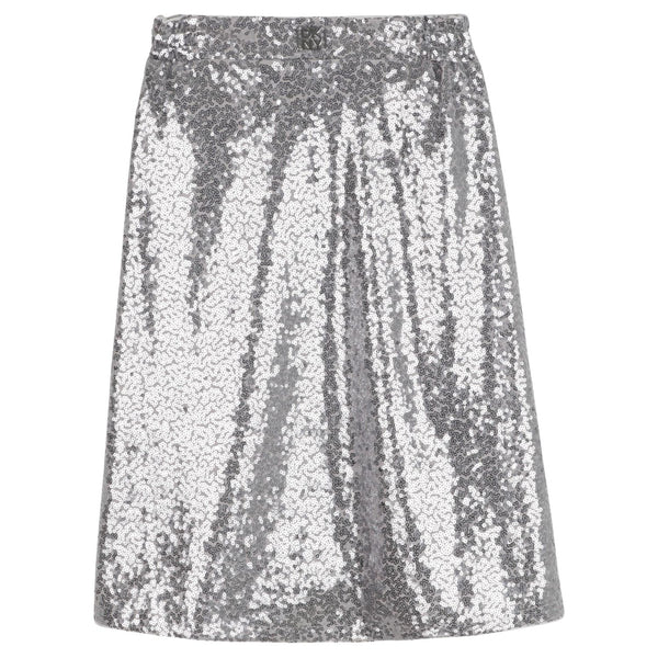 Girls Silver Sequin-Embellished Skirts