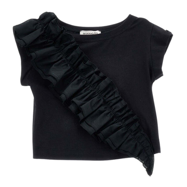 Girls Black Top With Maxi Ruffle