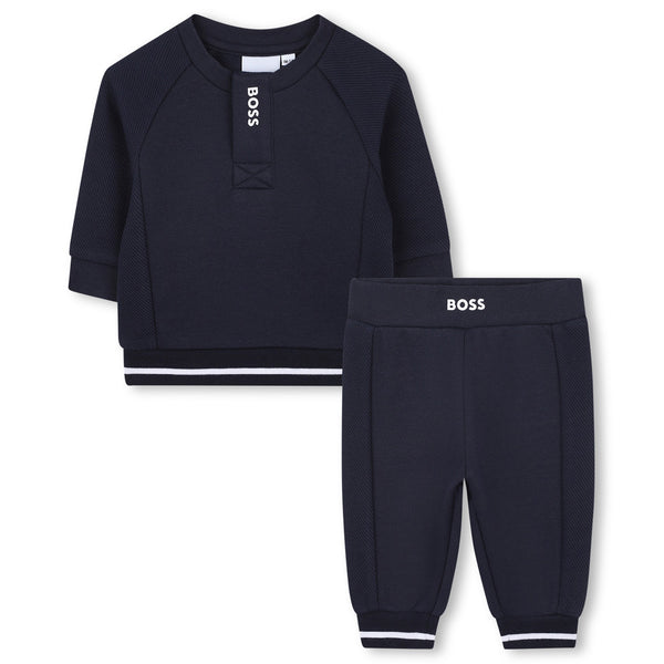 Baby Boys Navy Blue Cotton Jersey Tracksuit