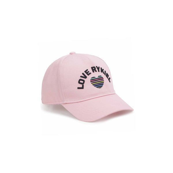 Girls Pink Embroidered Logo Cotton Cap