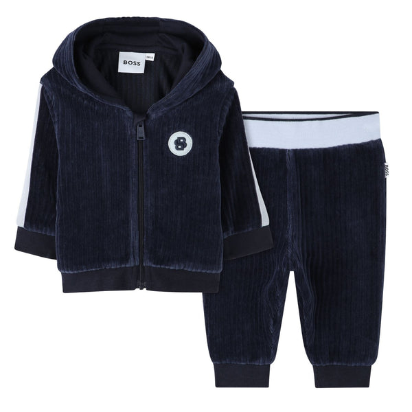 Baby Boys Navy Blue Velour Tracksuit