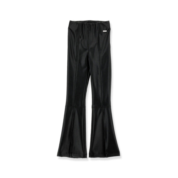 Girls Black Coated Fabric Trousers