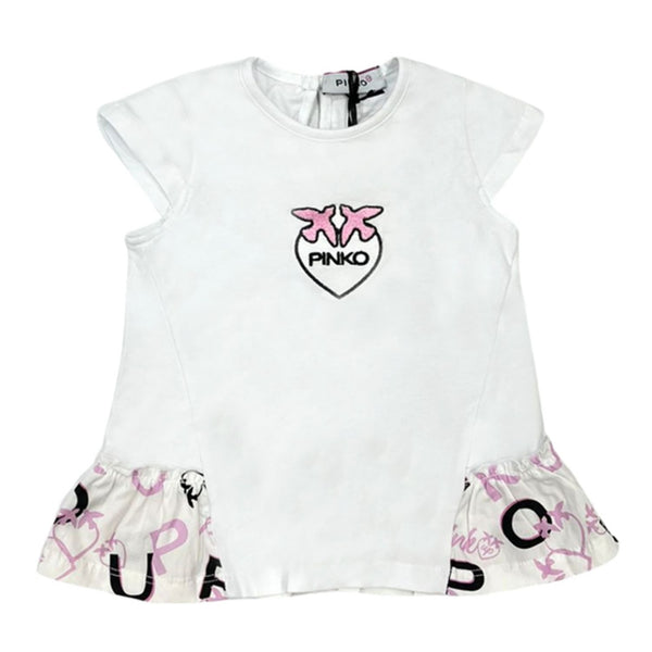 Girl White and Black Cotton Short Set