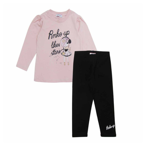 Girls Pink T-Shirt And Leggings Set