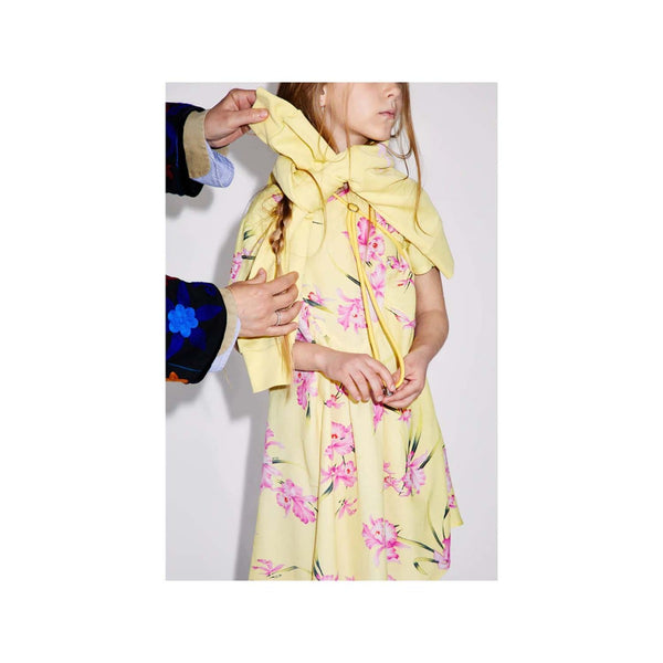 Girls Yellow Floral Print Dress
