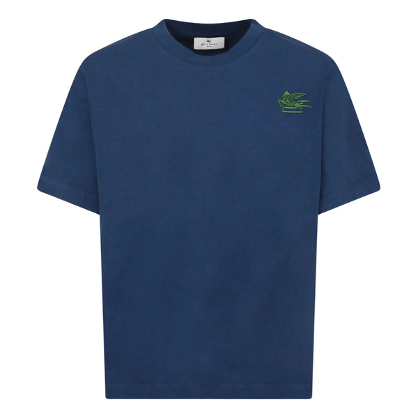 Boys Navy Blue Logo-Embroidered T-Shirt