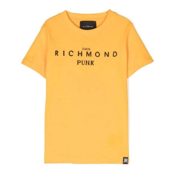 Boys Yellow Logo Print Cotton T-Shirt