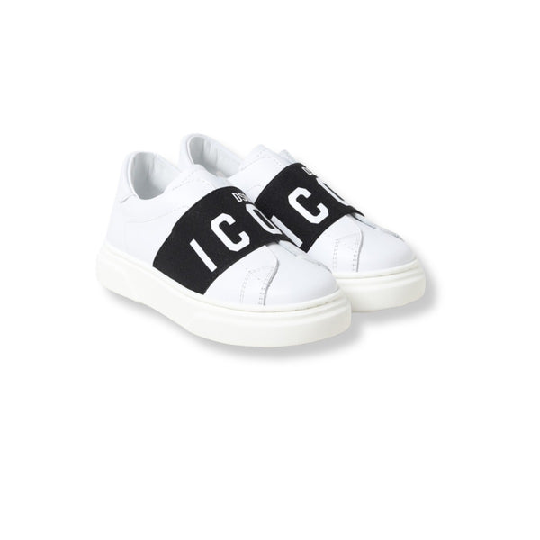 Boys White Logo-Patch Shoes