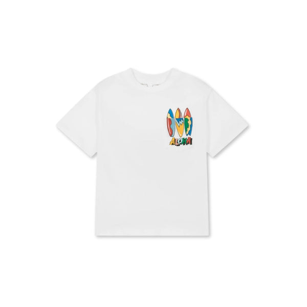Boys White Organic Cotton Aloha T-Shirt
