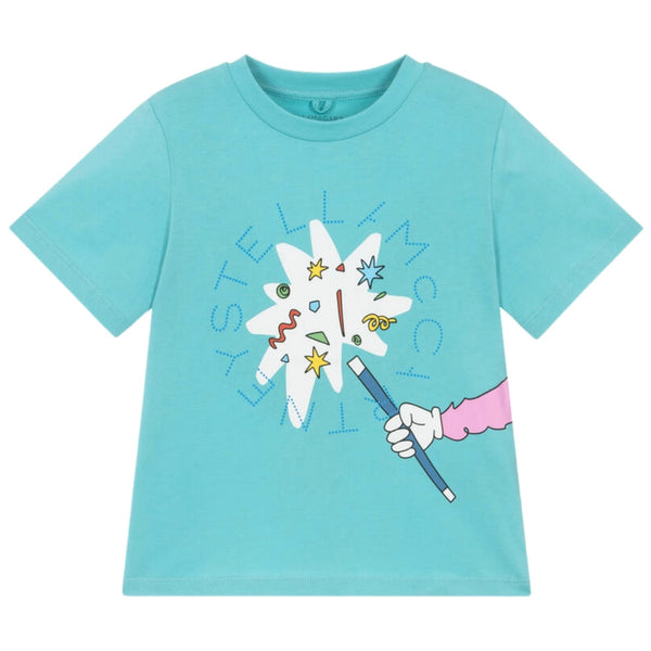 Boys Aqua Blue Cotton Magic Wand T-Shirt