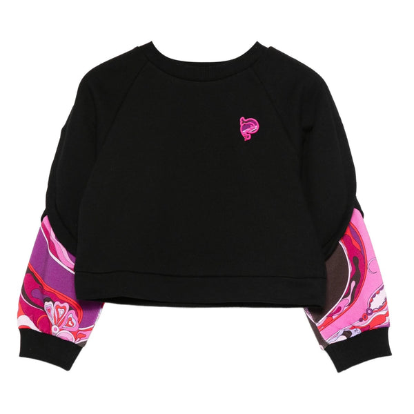 Girls Black Logo-Patch Sweatshirt