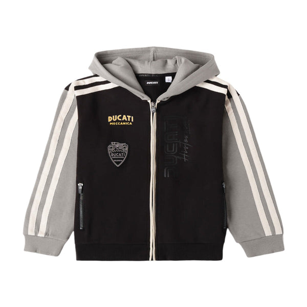 Boys Black Logo-Patch Zip-Up Hoodie