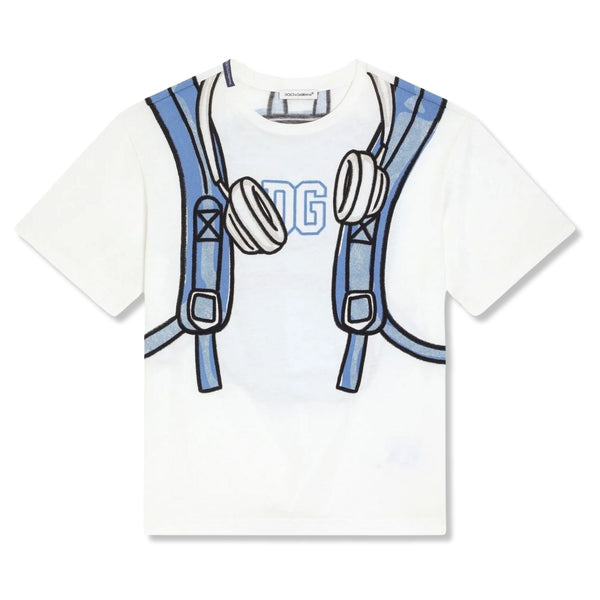 Boys White Graphic-Print T-Shirts