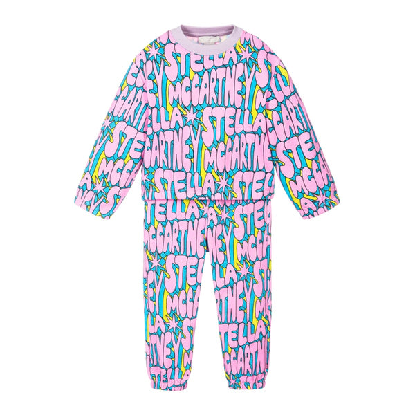 Girls Pink Logo Cotton Tracksuit