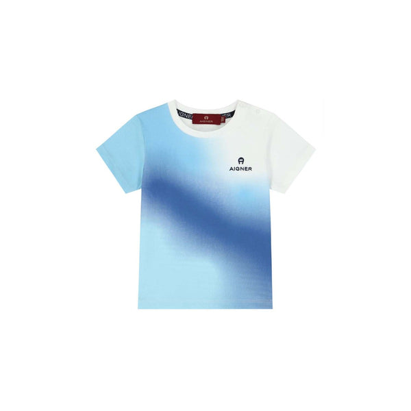 Baby Boys Blue Ombre Cotton Logo T-Shirt