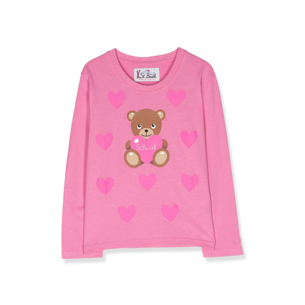 Girls Pink Penny Teddy-Bear Cotton T-shirt