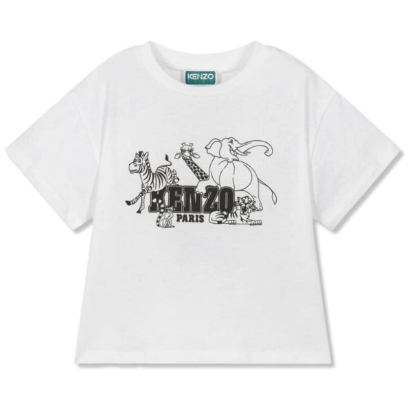 Boys White Zoo Animal Print T-Shirt