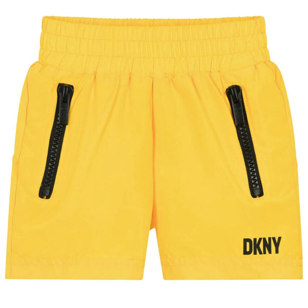Boys Yellow Logo-Print Swim Shorts