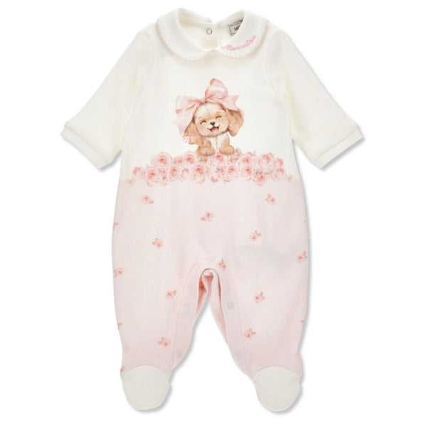 Baby Girls Pink Logo-print Print Rompers