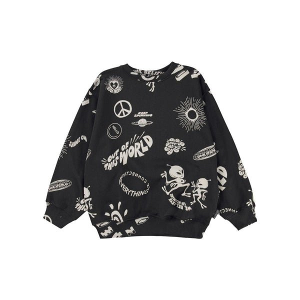 Boys Black Printed Sweatshirt