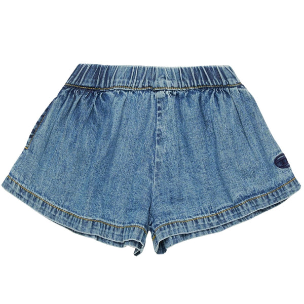 Baby Girls Denim Blue Oval D Shorts