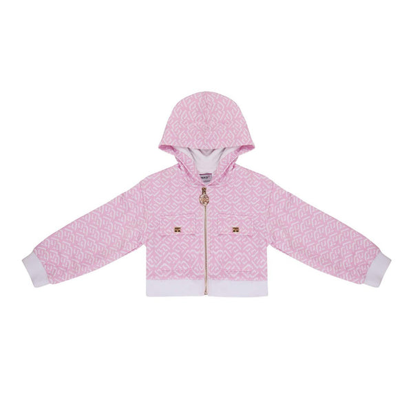 Girls Pink  Zipped Hoodie With Pockets