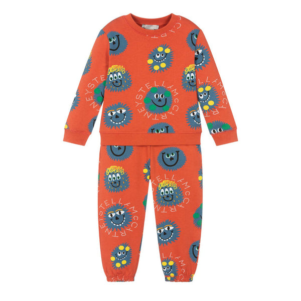 Boys Red and Blue Cotton Monster Tracksuit