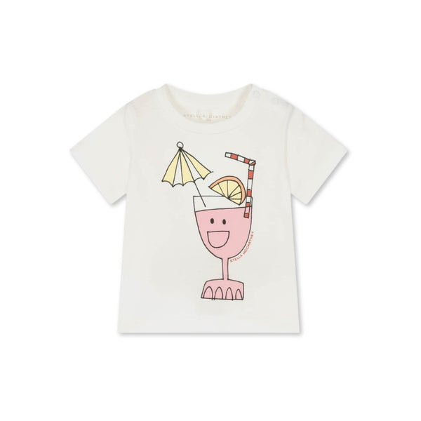 Girls Ivory Cotton Half Sleeves T-Shirt