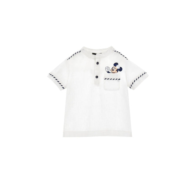 Boys Mickey Linen Canvas Polo T-Shirt