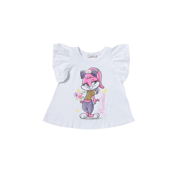 Girls White Rhinestone Bunny Maxi T-Shirt