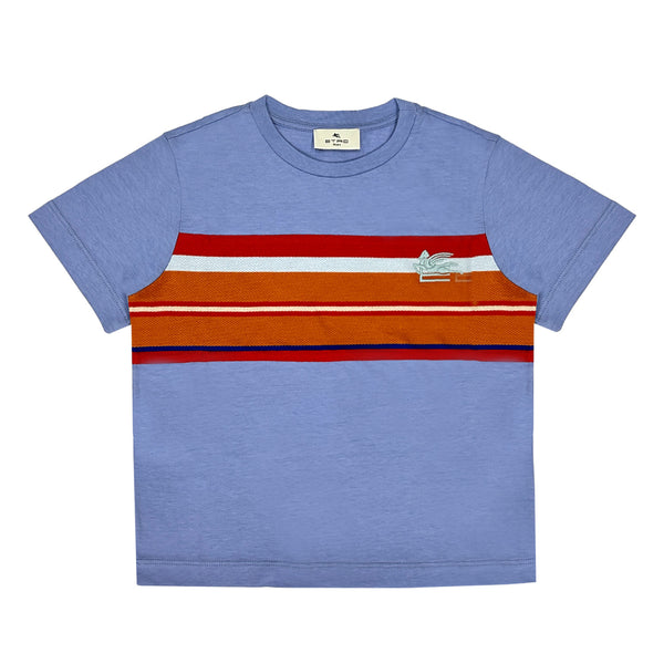 Boys Blue Striped Cotton T-shirt