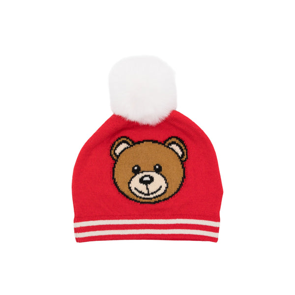 Baby Unisex Red Teddy Pom-Pom Baby Hat