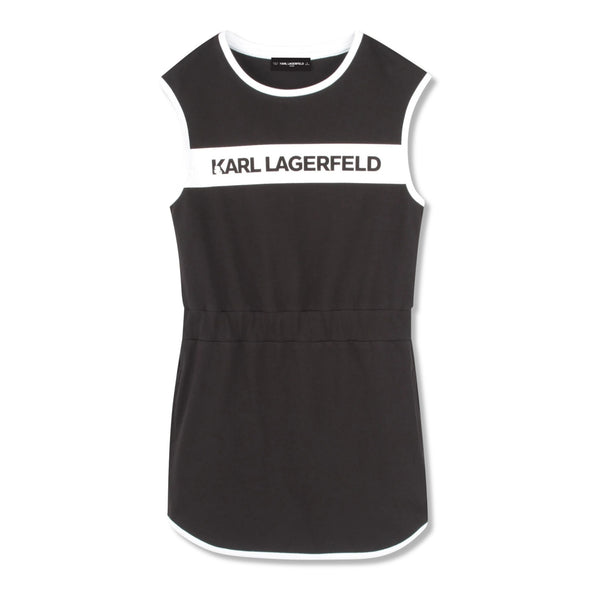 Girls Black Logo-Print Cotton Dress
