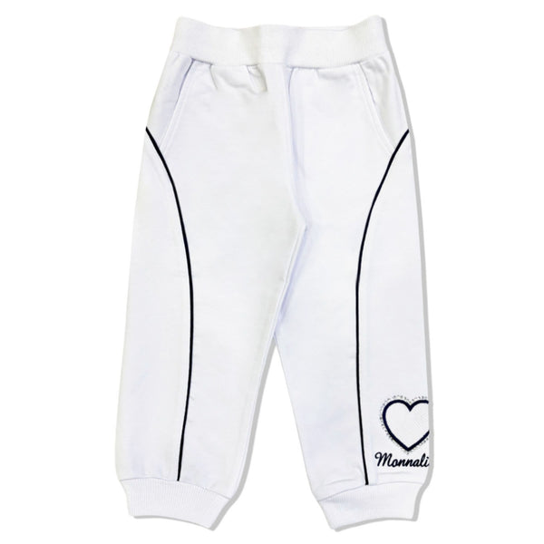 Girls White Two-Tone Trouser With Heart