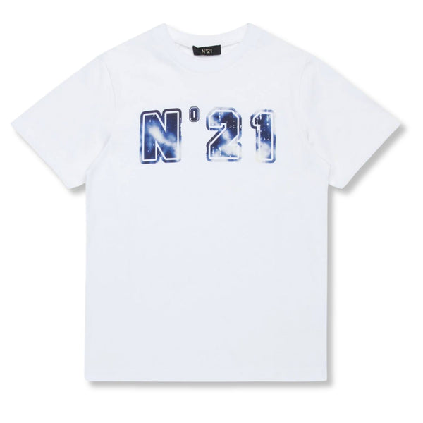 Boys White Logo-Print T-Shirt