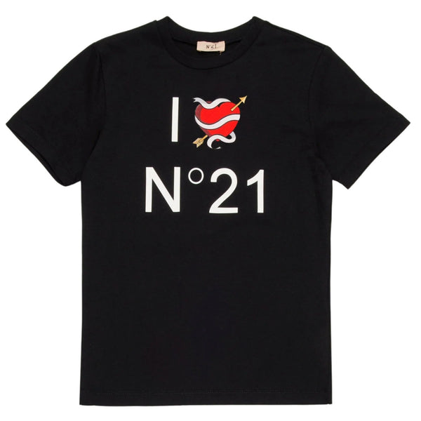 Girls Black Graphic Print T-Shirt