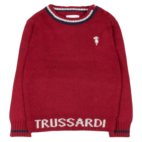 Baby Boys Red Knitted-Logo Sweatshirts