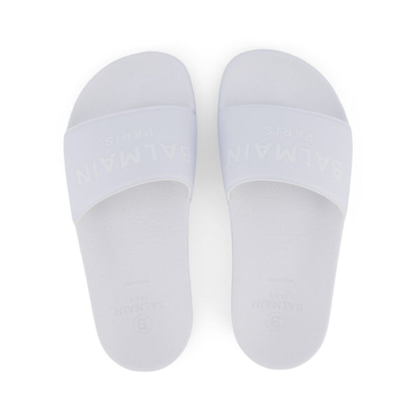 Unisex White Logo Slides