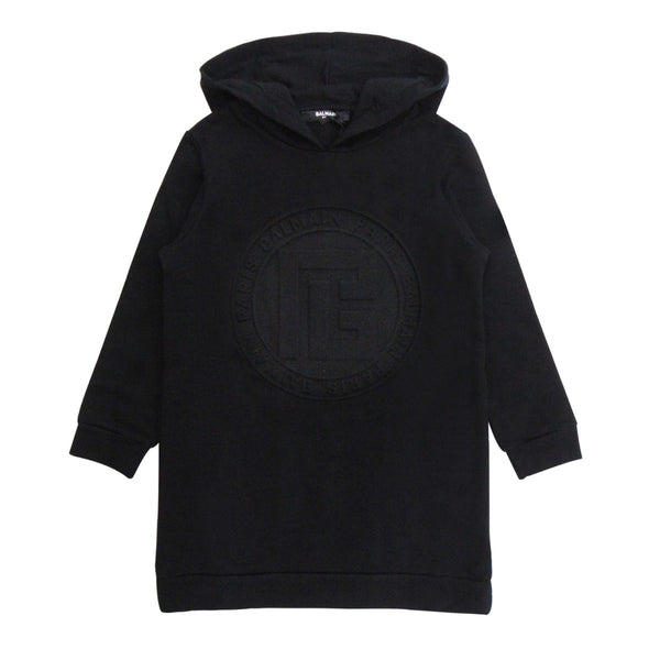 Girls Embossed Logo Hooded Dress
