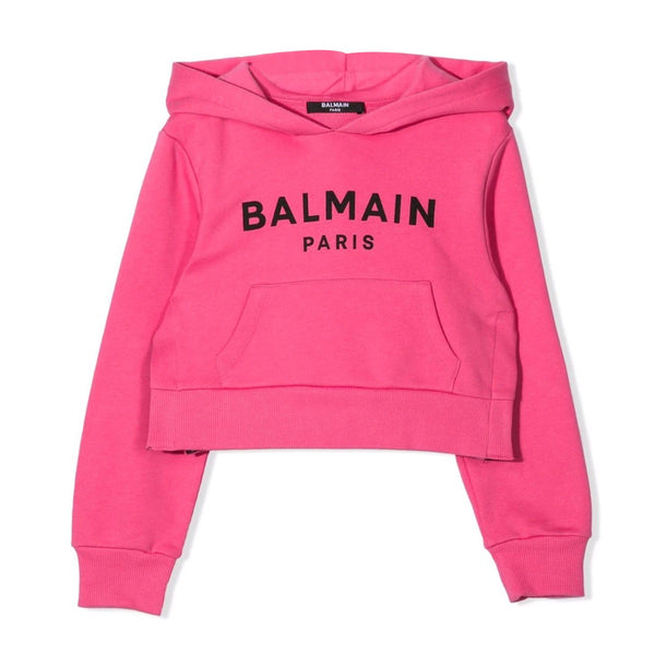 Logo Print Cropped Hoodie