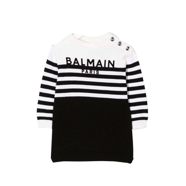 Logo Intarsia Striped Jumper Dress