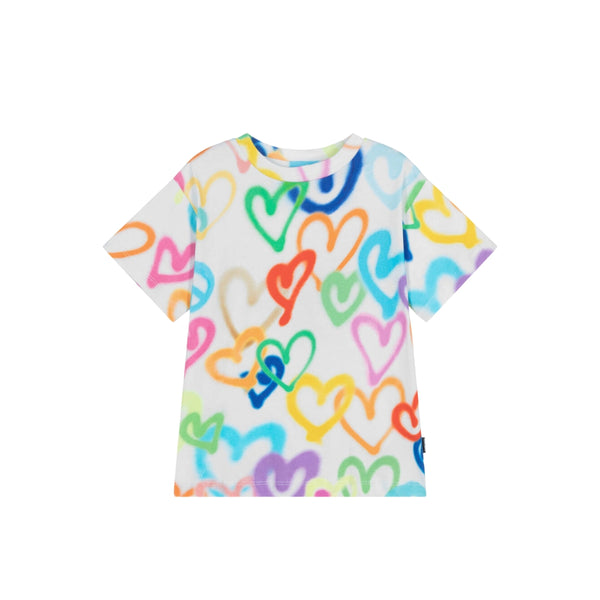 Girls Multi-Color Cotton Heart T-Shirt