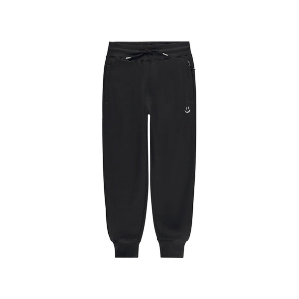 Girls Black Smile Logo Print Sweatpant