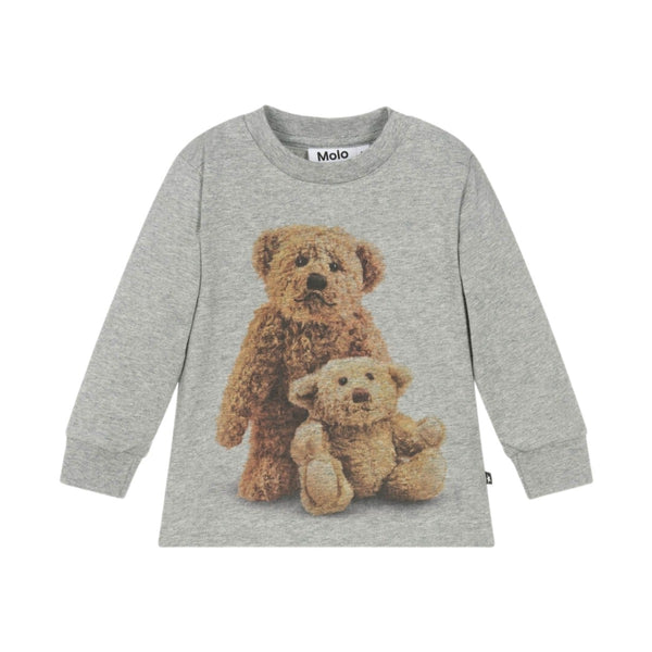 Baby Unisex Grey Cotton Teddy Bear T-Shirt