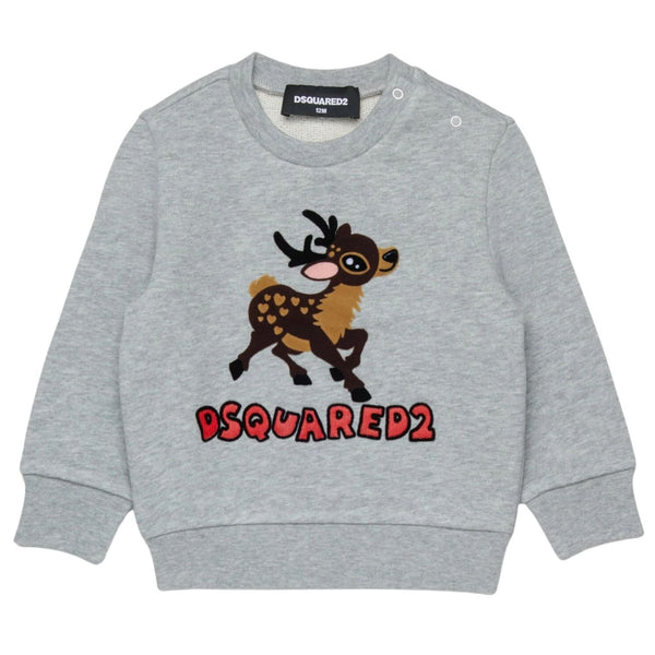 Baby Girls Grey Logo-Print Sweatshirts