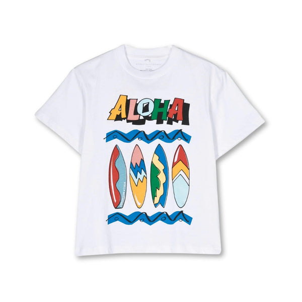 Boys White Graphic-Print Cotton T-shirt