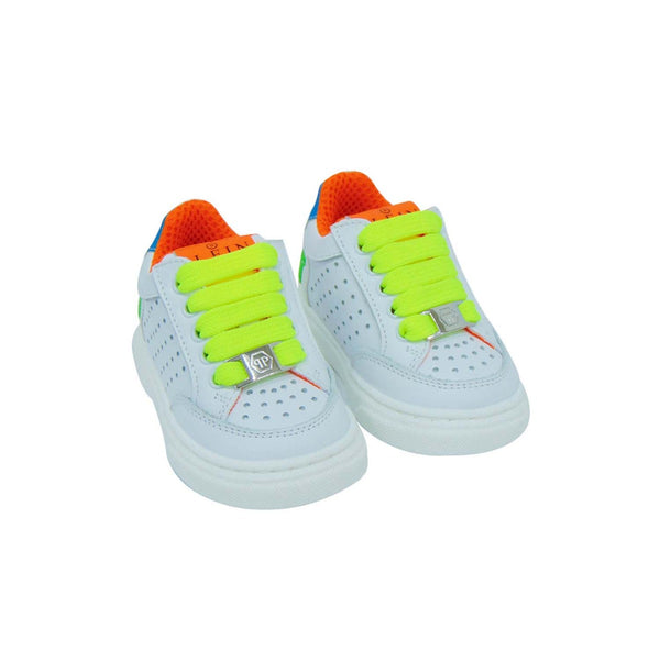 White Perforated Sneakers With Colourful Detailing